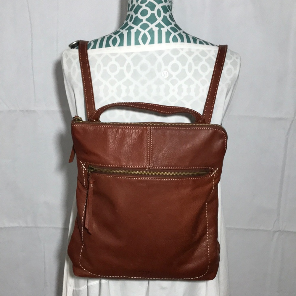 Margot Tan Brown Leather Convertible Backpack Purse Crossbody Bag